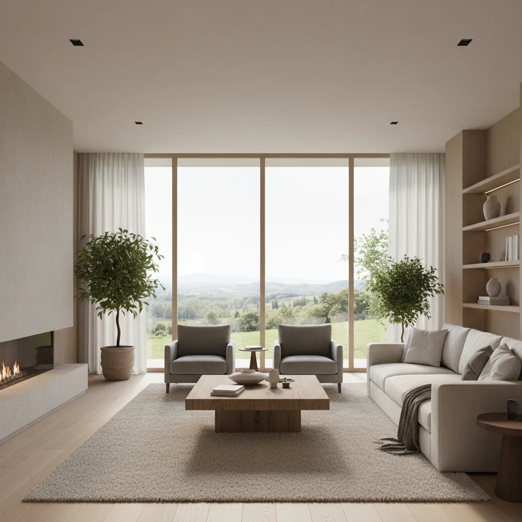 Render conceptual de salón moderno usado en un anteproyecto