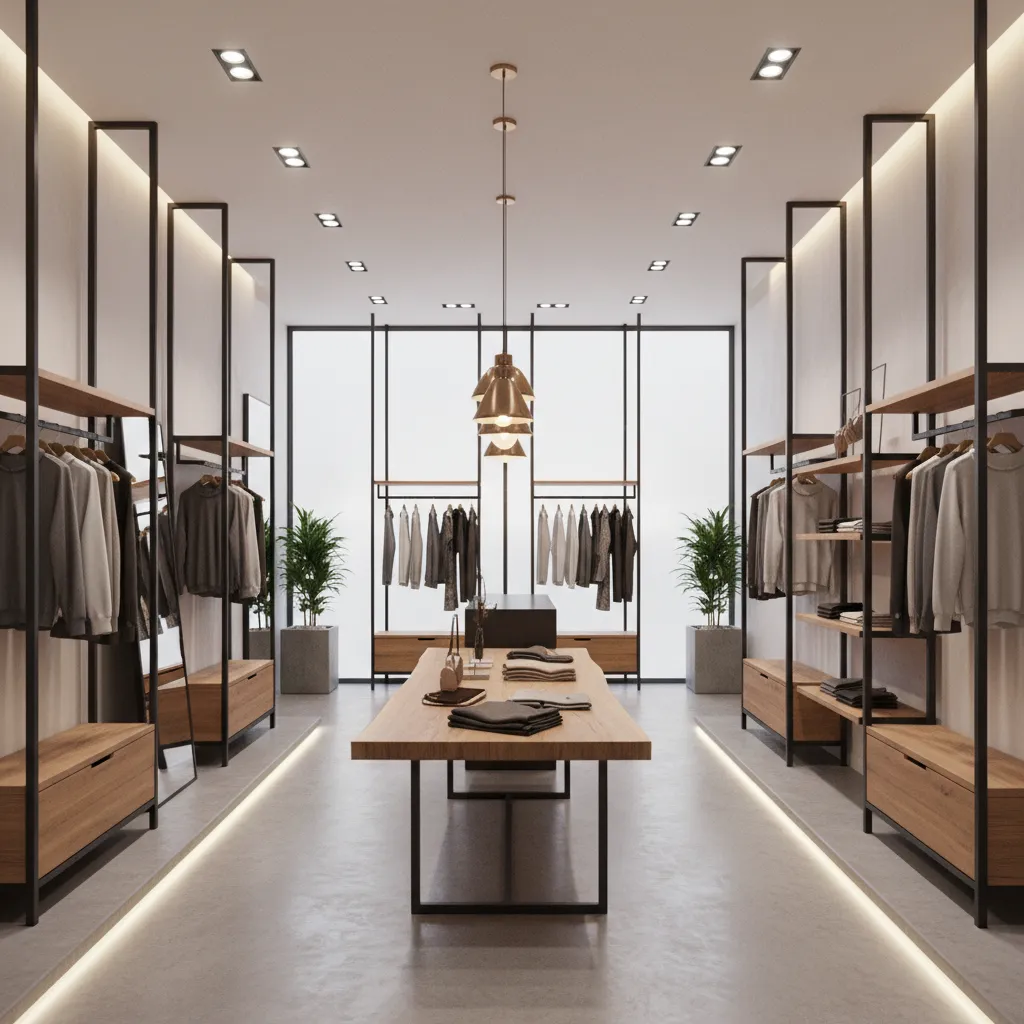 Render 3D realista de diseño de tienda antes de la construcción