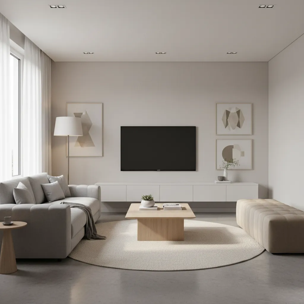Render 3D de diseño interior de una sala pequeña moderna