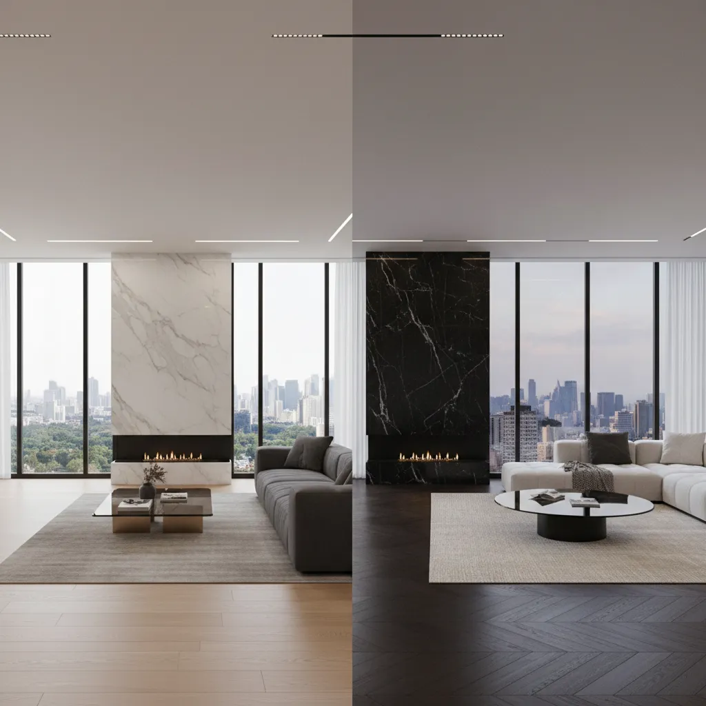 side by side architectural renders demonstrating renderer comparison