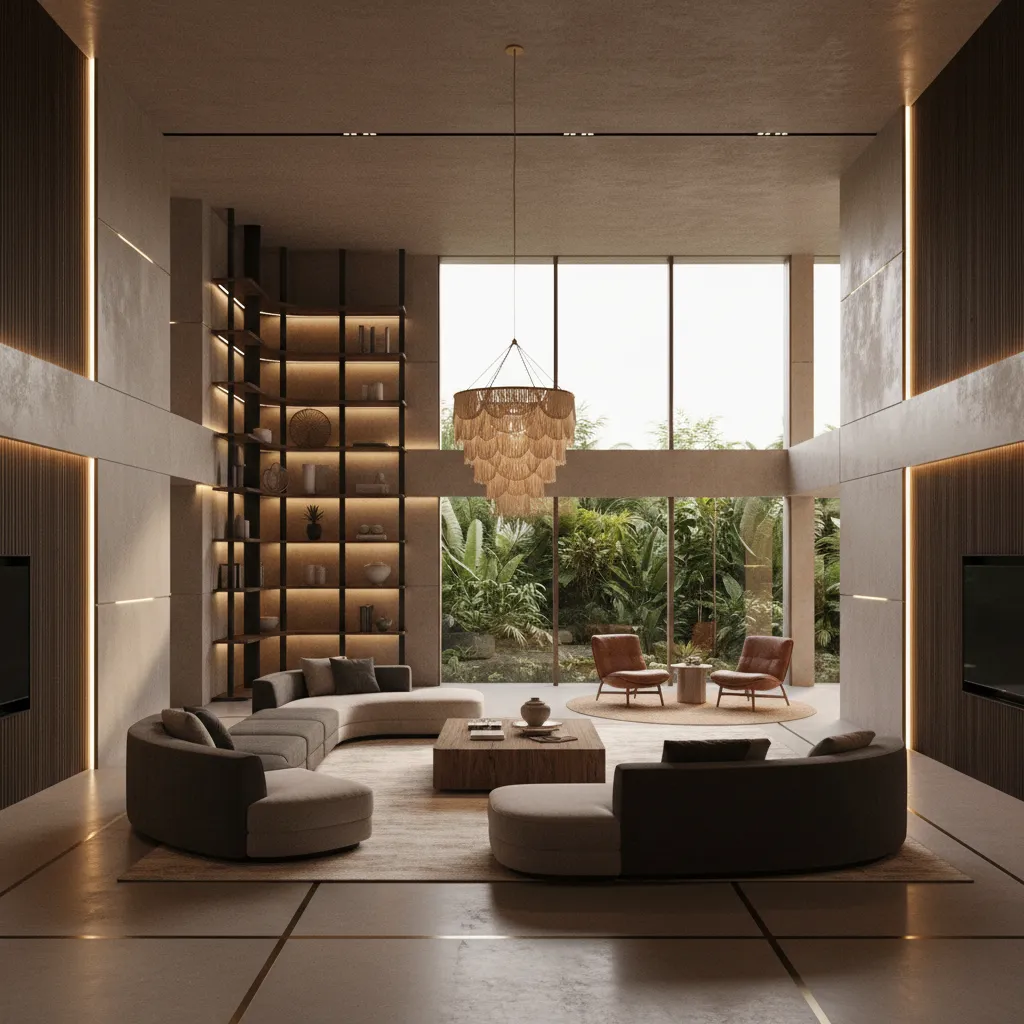 Render realista de un espacio interior diseñado con iluminación ambiental