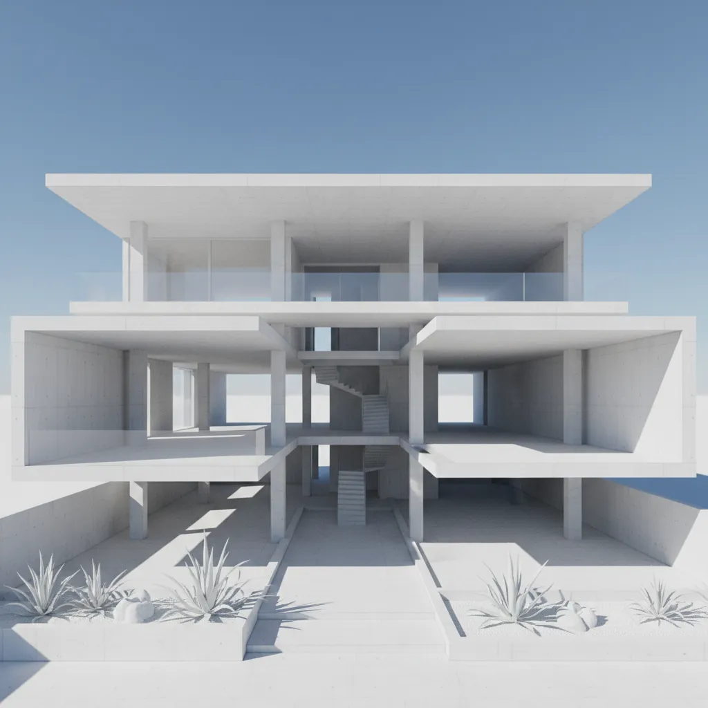 modelo 3D de estructura de vivienda mostrando losas