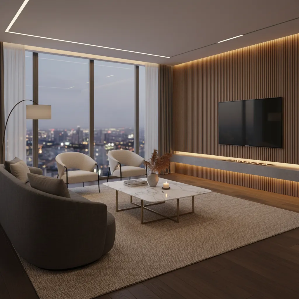 Render final de interior moderno listo para presentación a cliente