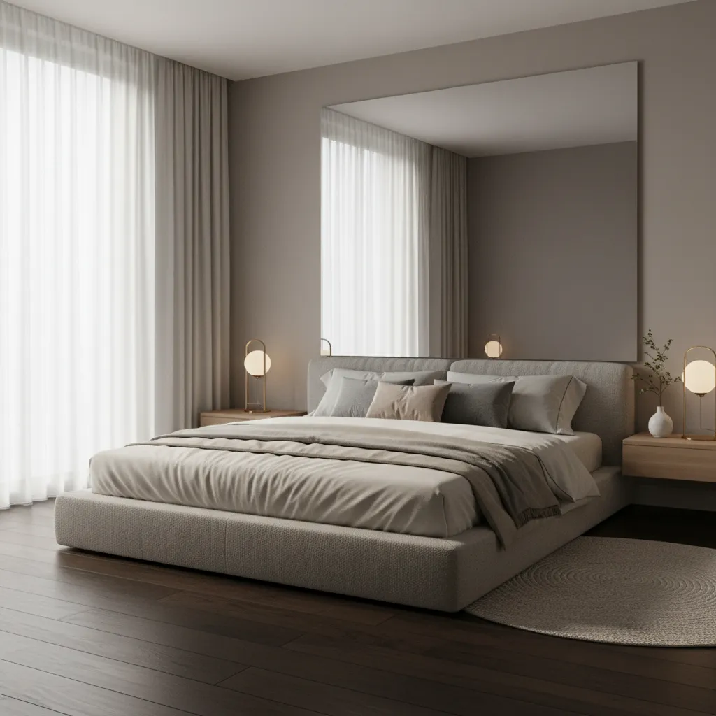 Render realista de dormitorio moderno
