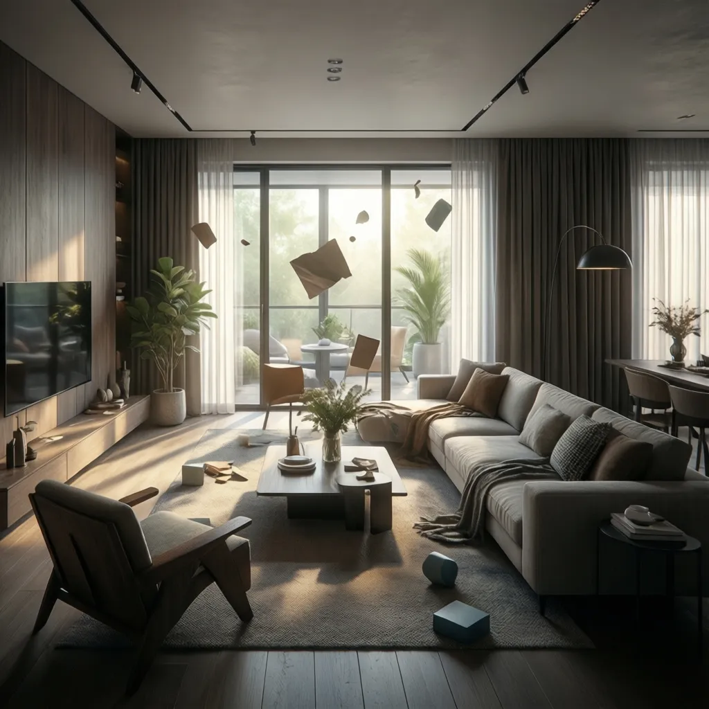 Comparación de iluminación realista en render de interior