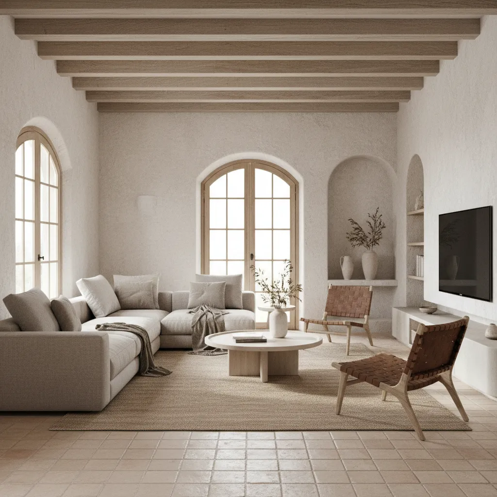 Render 3D de salón antes de realizar la decoración real