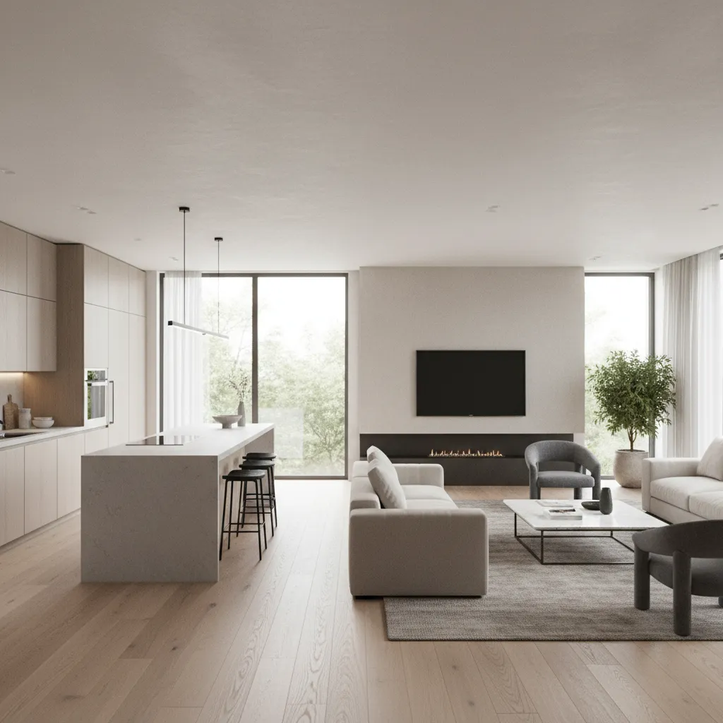 Render realista de interior doméstico generado digitalmente