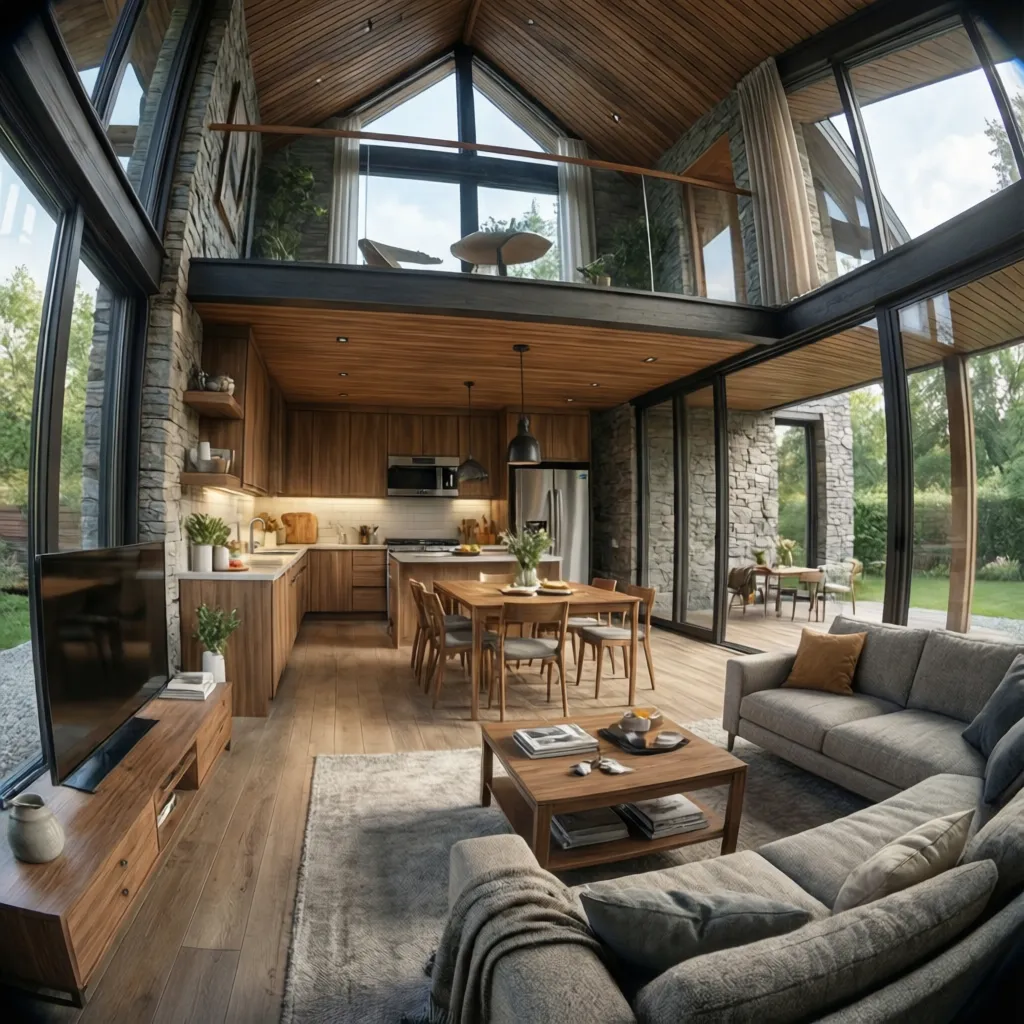 Render interior realista de una casa diseñado digitalmente