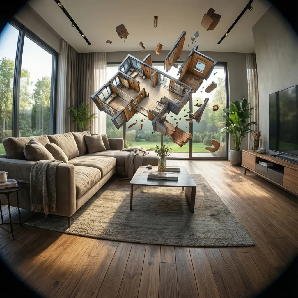 Render interior realista generado a partir de un plano 3D