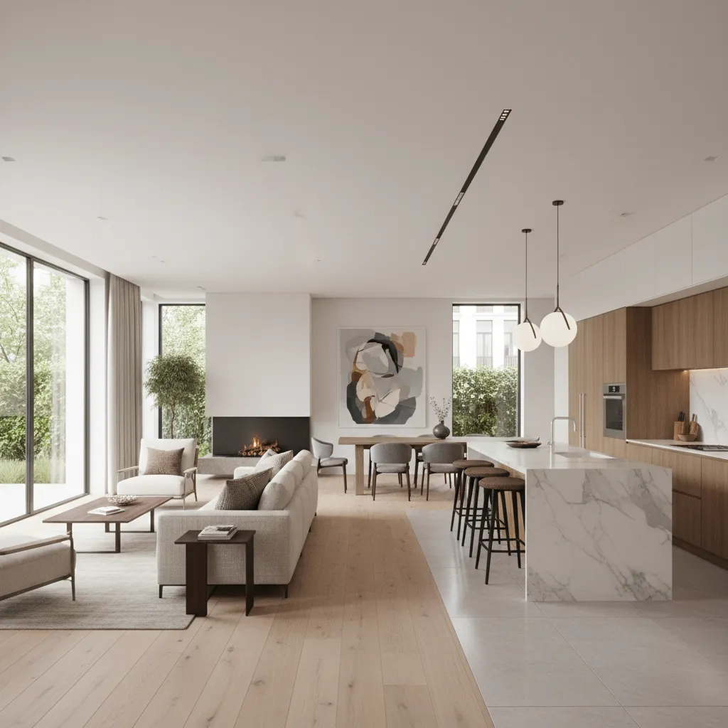 render realista de interior de casa generado a partir de un plano digital