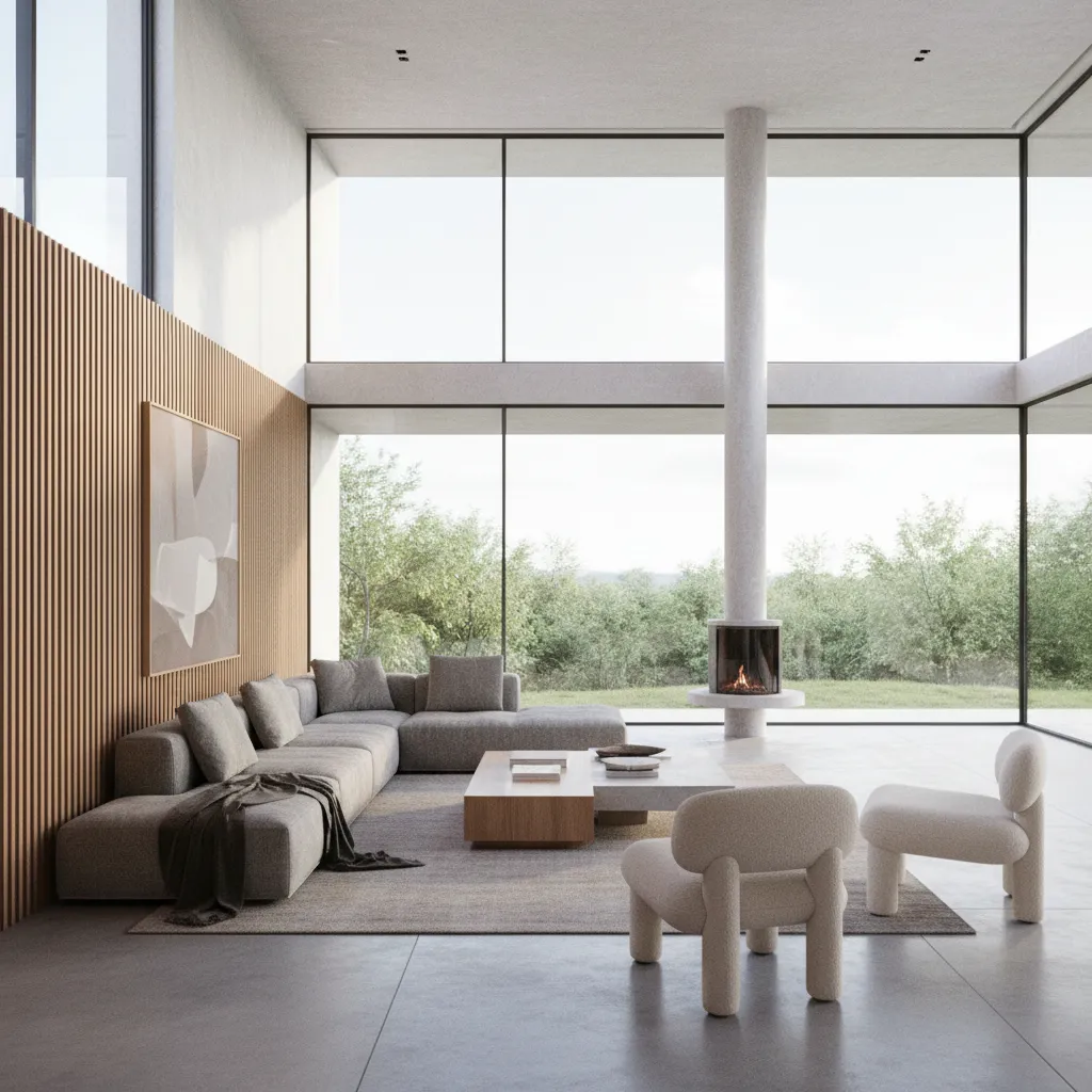Render realista de interior moderno usado para visualizar diseño