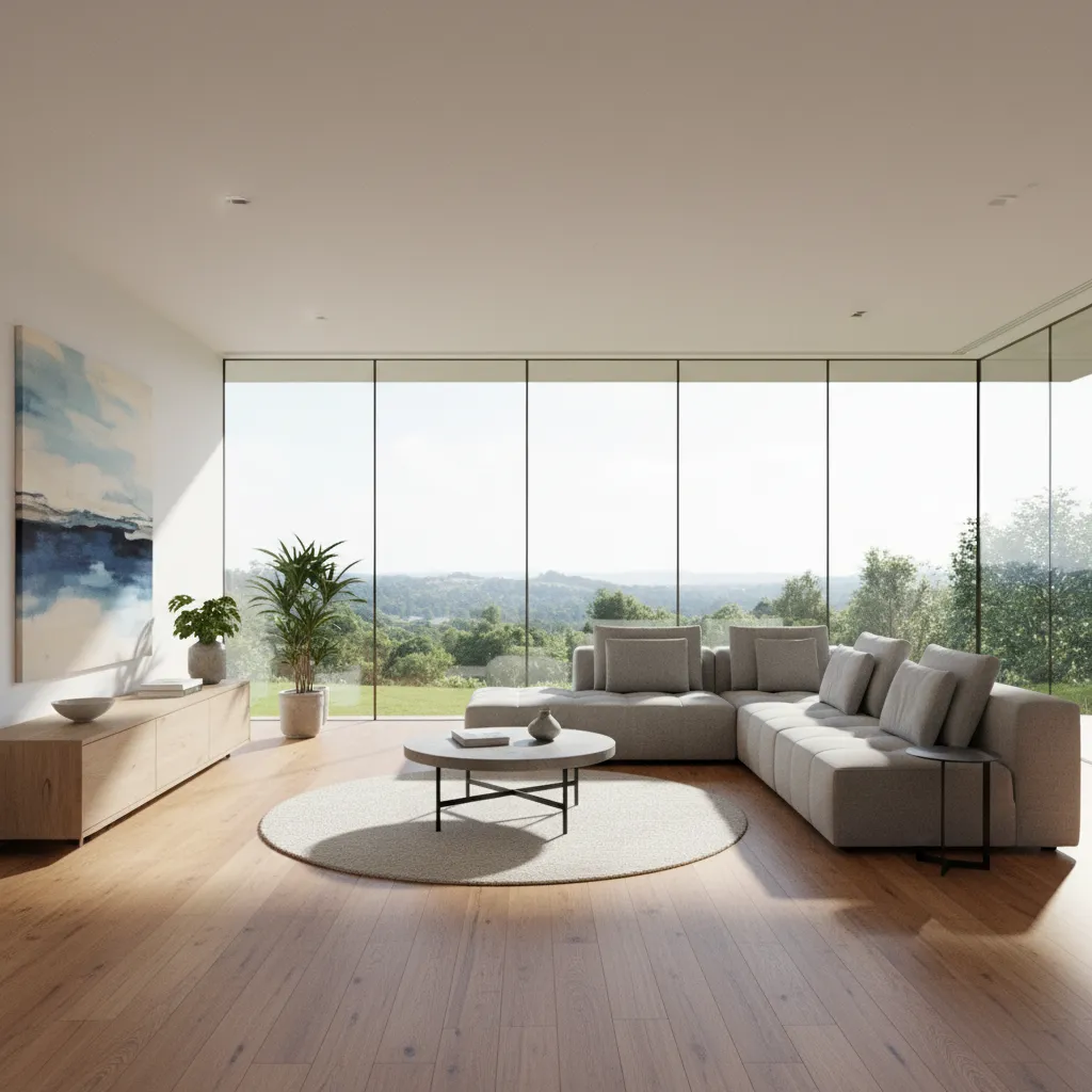 Render interior realista de un salón diseñado digitalmente