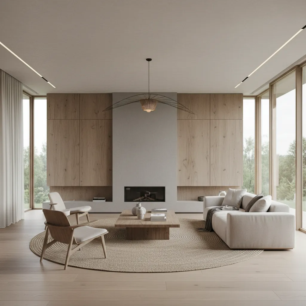 Render realista de interior de casa generado digitalmente