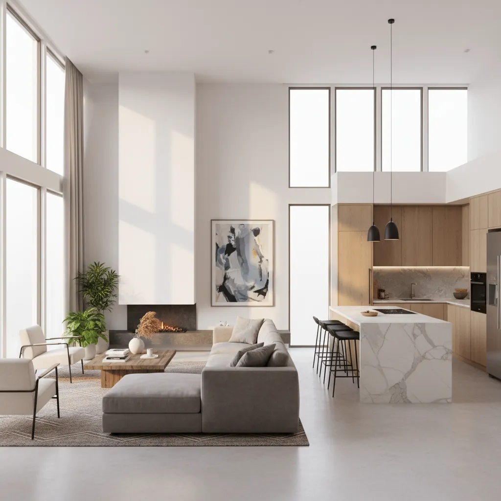 Render 3D de interior de vivienda generado a partir de un plano