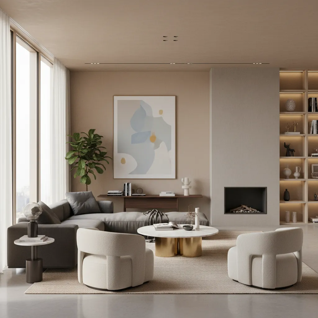 Render 3D realista de un proyecto de diseño interior residencial