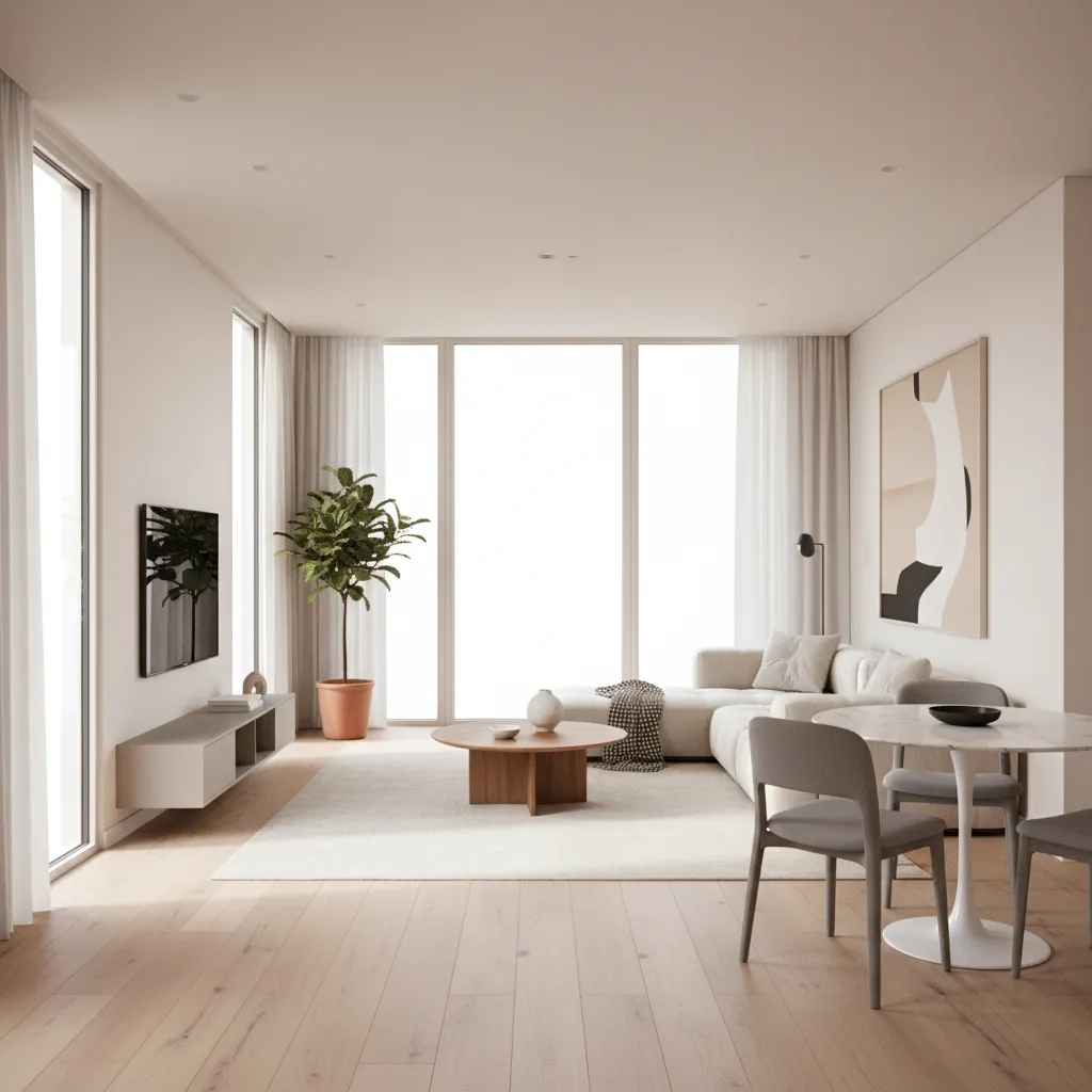 Render 3D de interior residencial creado por estudiante de diseño