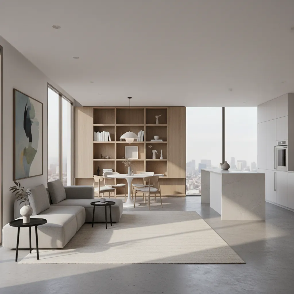 Render fotorrealista de un apartamento moderno generado digitalmente