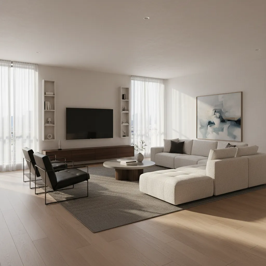 Render fotorrealista de un interior residencial moderno