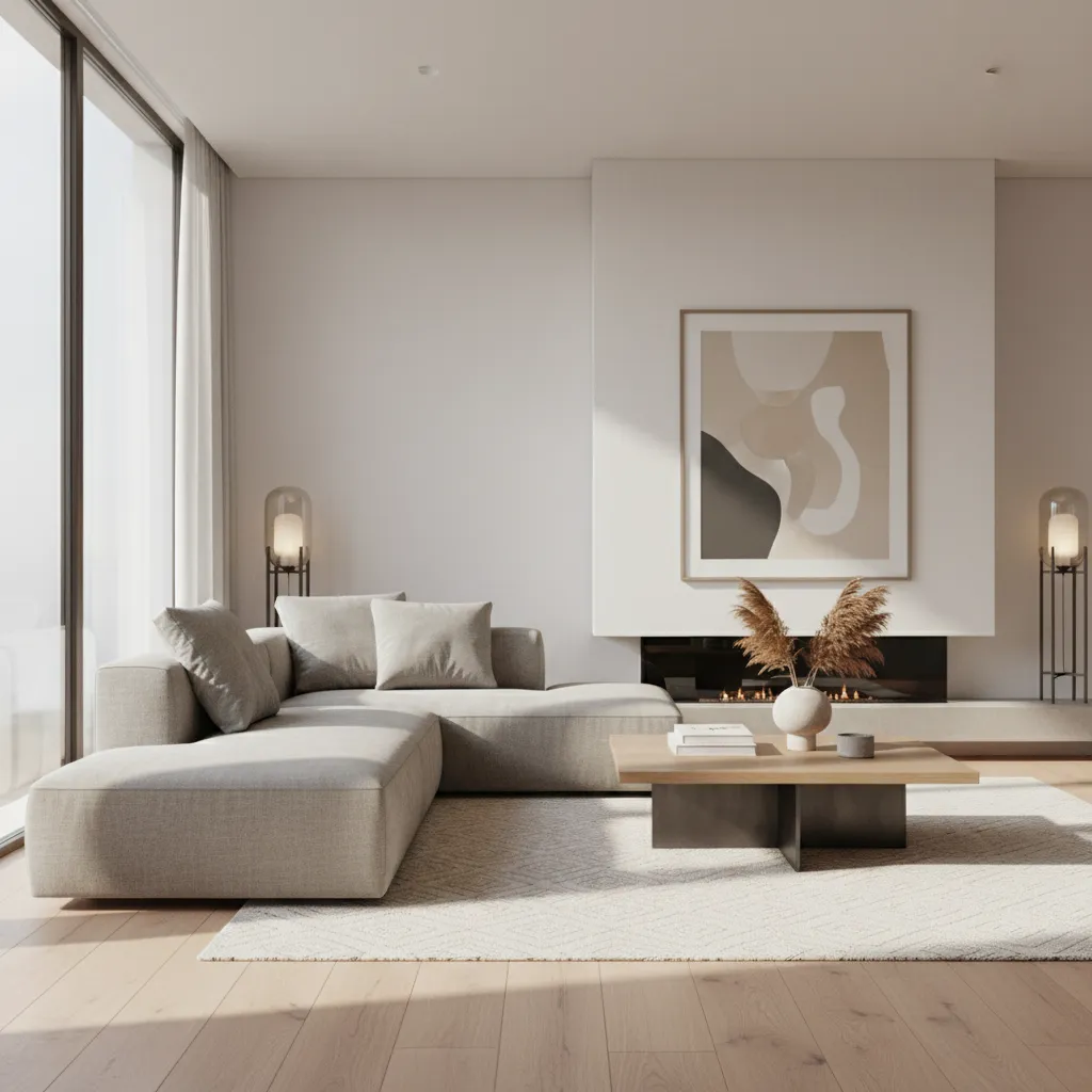 Comparación de iluminación en un render de salón moderno