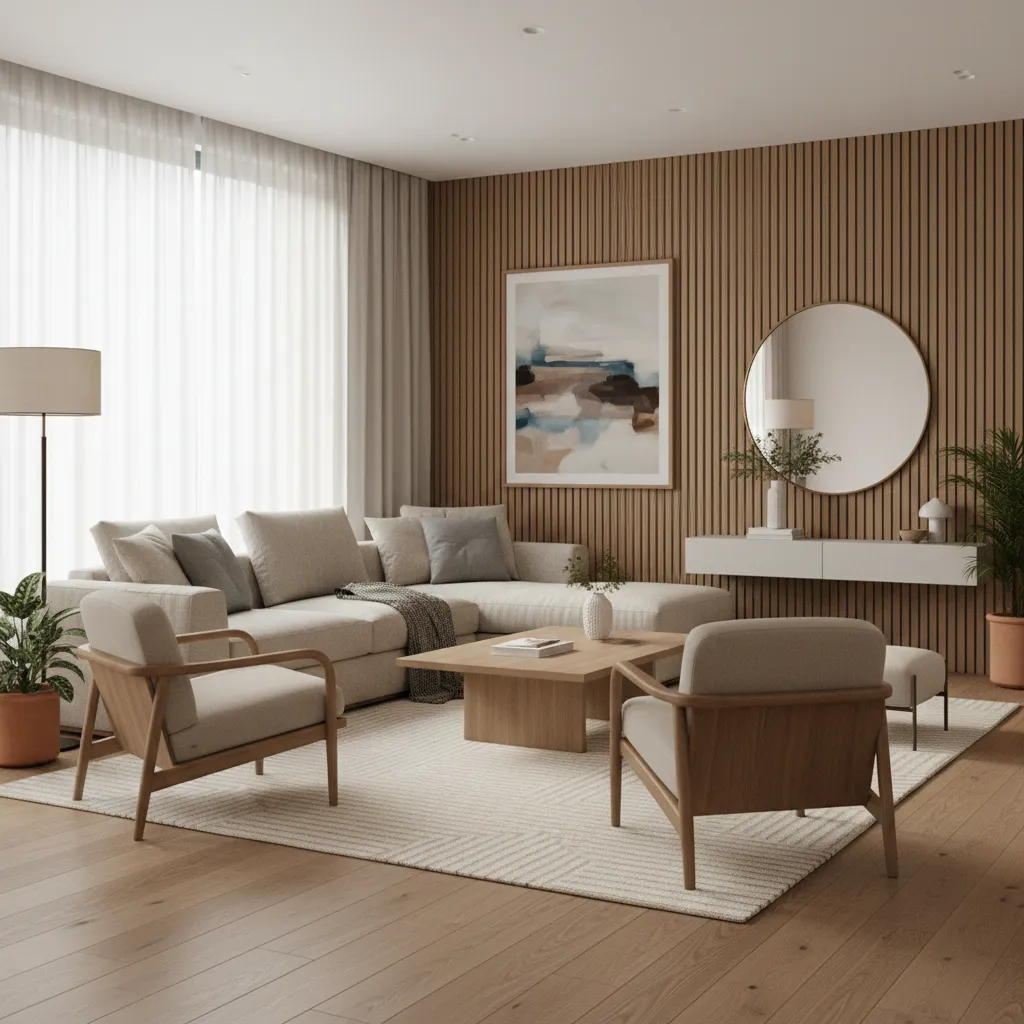 render fotorrealista de sala de estar diseñado por interiorista
