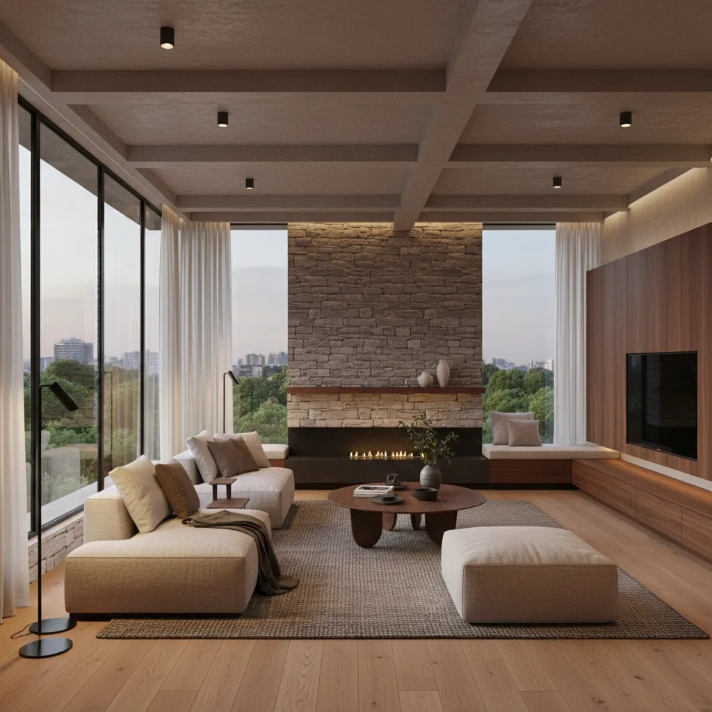 Render fotorrealista de interior moderno diseñado digitalmente