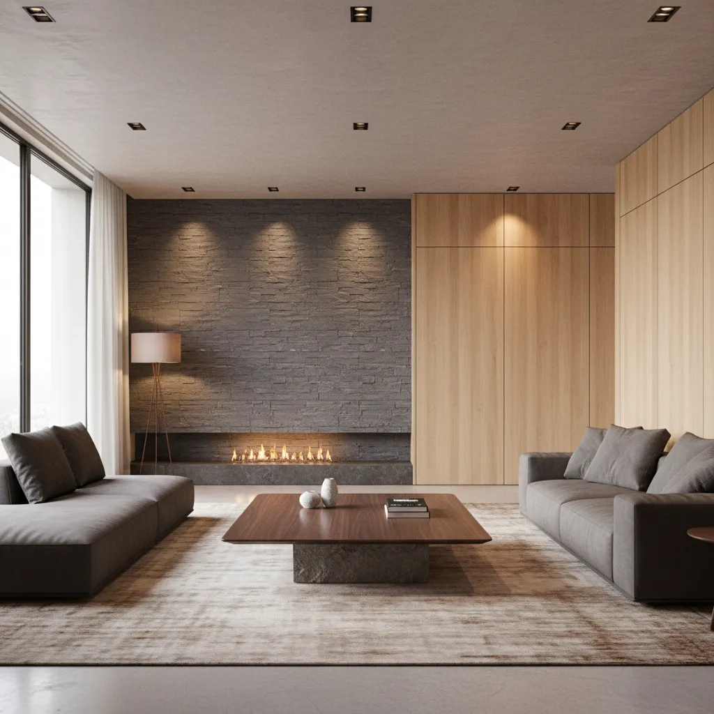 Render hiperrealista de sala moderna diseñado digitalmente