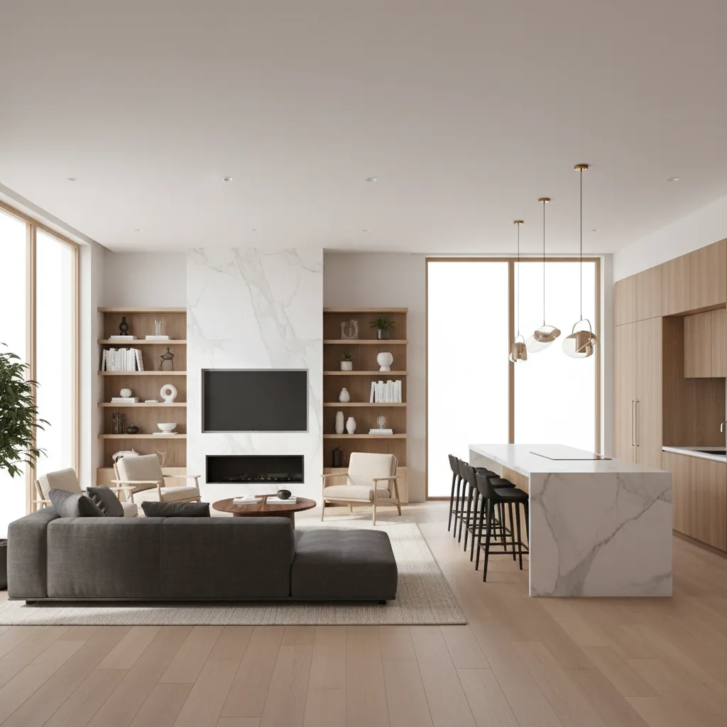 Render realista de un proyecto de diseño de interiores