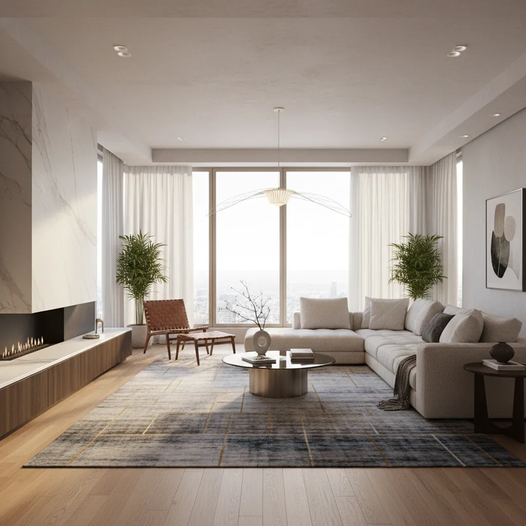 Render realista de diseño interior de vivienda moderna