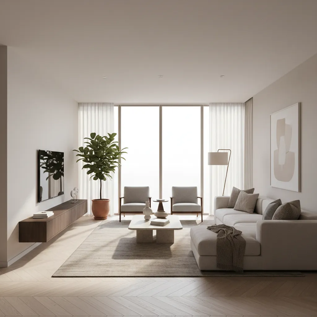 render realista de salón moderno generado desde un diseño digital