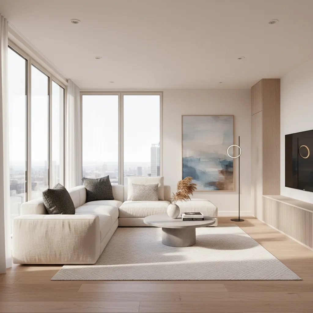 Render realista de un interior moderno generado digitalmente