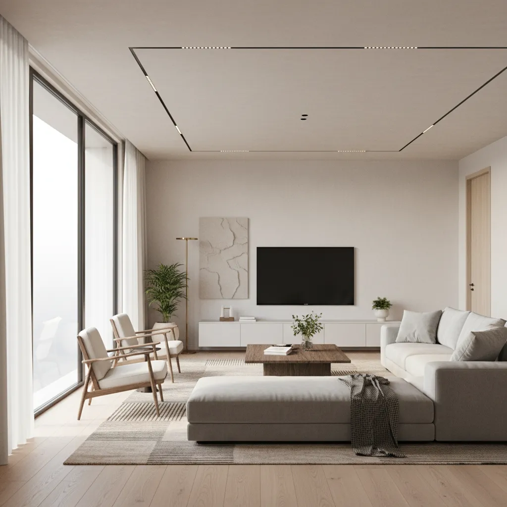 Render realista de un salón diseñado digitalmente
