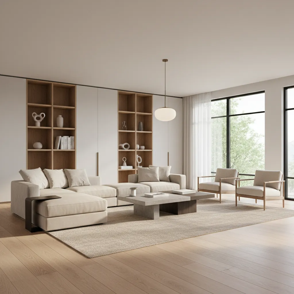 render realista de interior de vivienda moderna