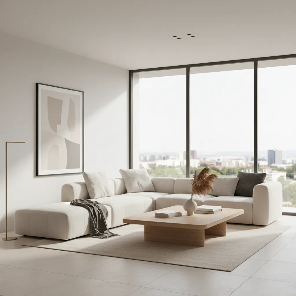 Render realista de un salón moderno generado digitalmente