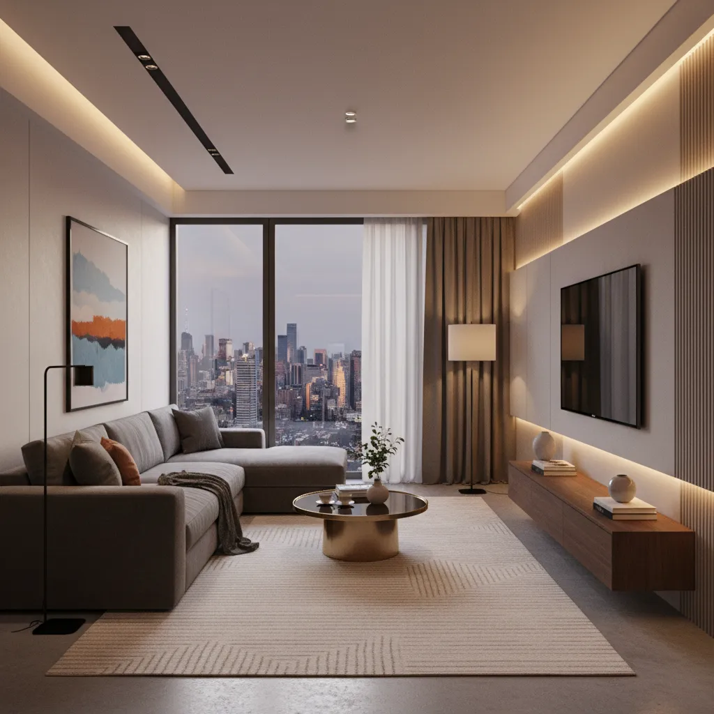 Render realista de un proyecto de diseño interior residencial