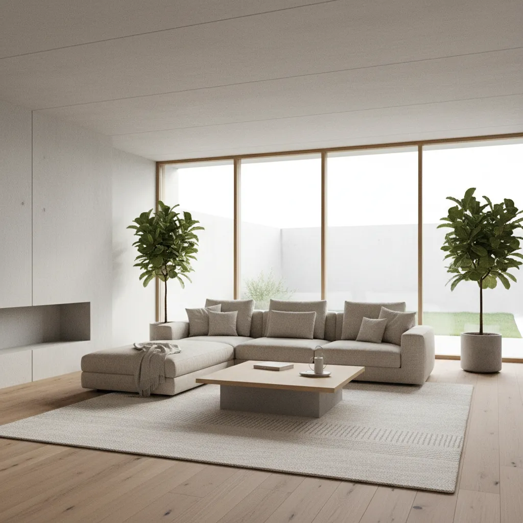 Render realista de salón moderno diseñado digitalmente