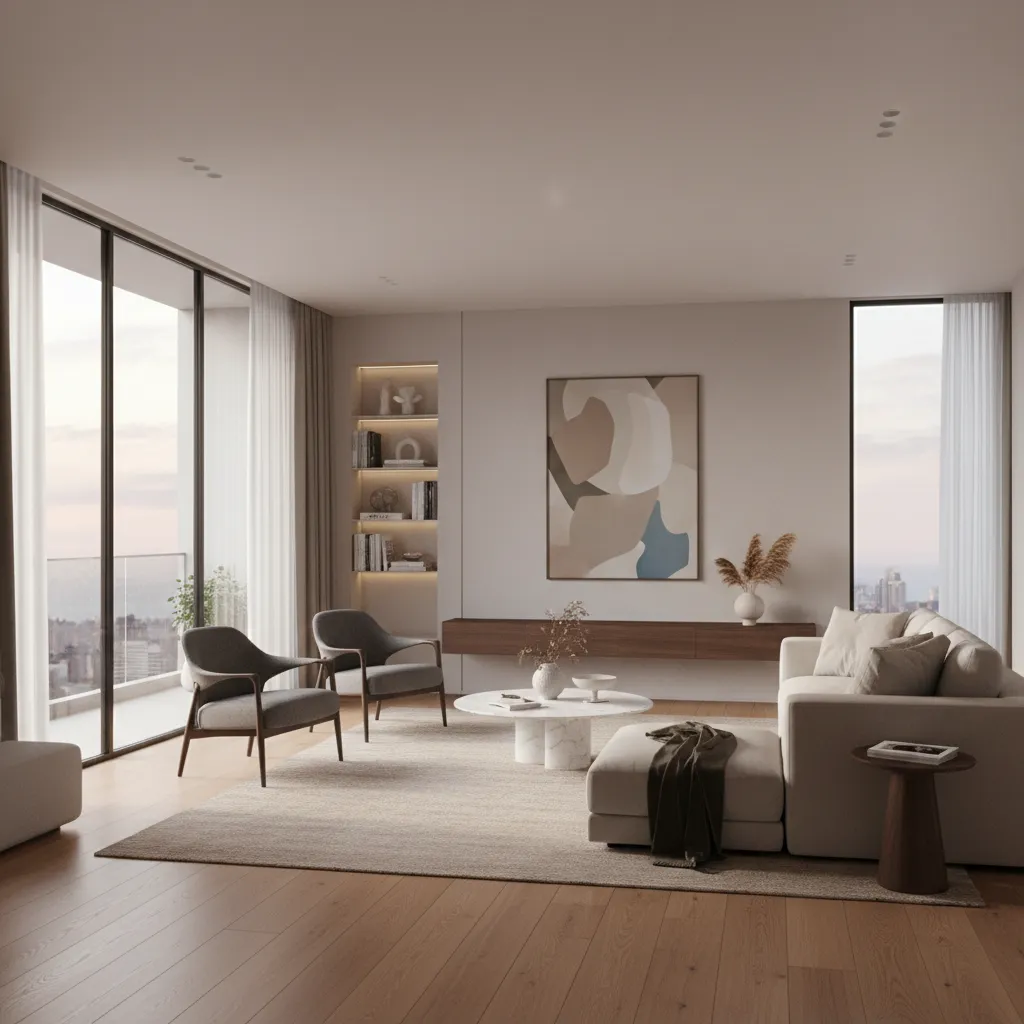 Render realista de un interior antes de la reforma