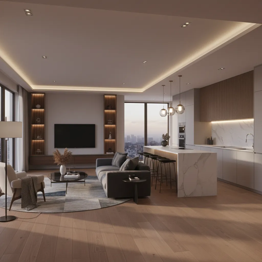 render interior realista de vivienda moderna generado digitalmente