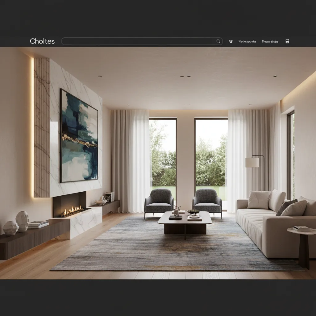 Render realista de interior mostrado en página web de proyecto