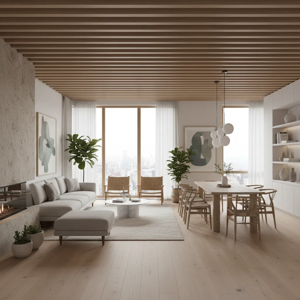 Render 3D de un apartamento moderno diseñado por interioristas