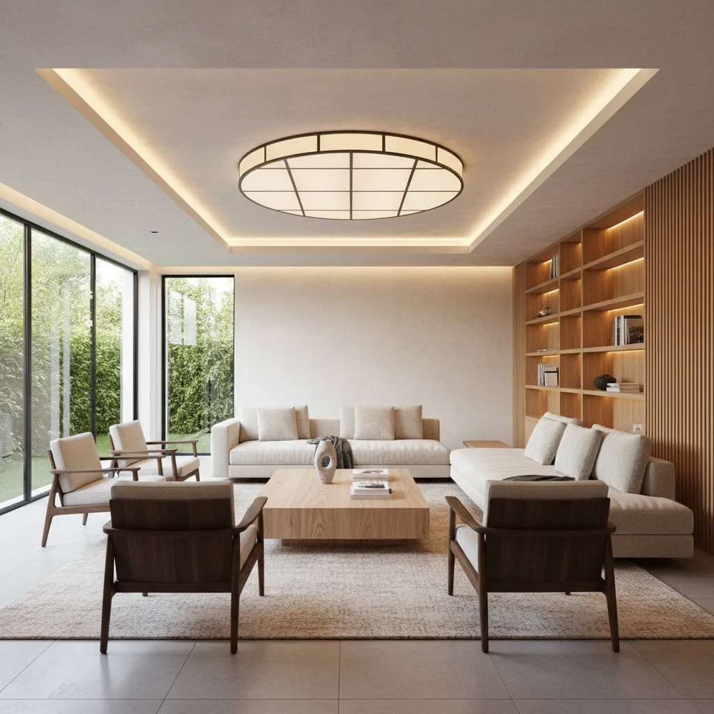 Render fotorrealista de un salón diseñado por un estudio de interiorismo