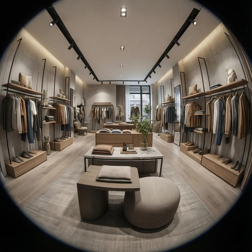 Render 3D realista de un diseño de local comercial