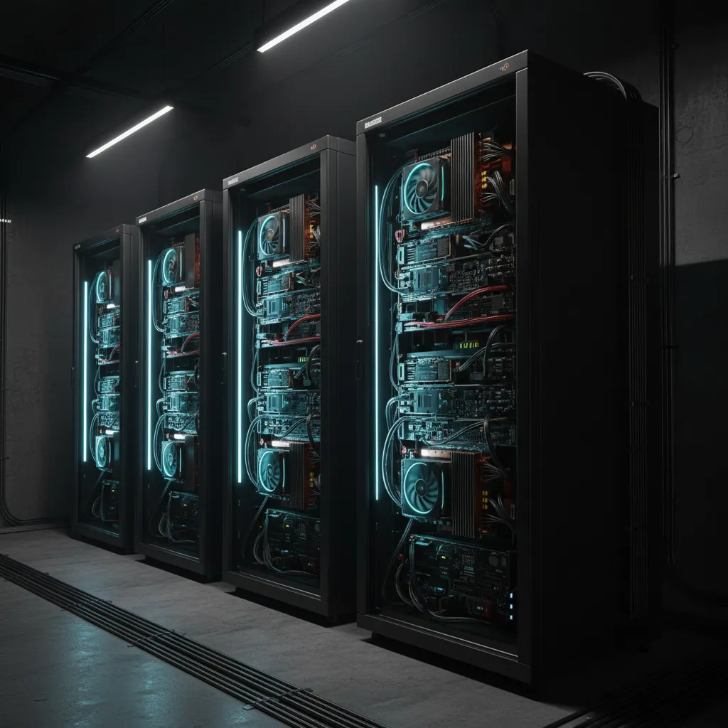 cluster of high performance render nodes used for 3D rendering tasks