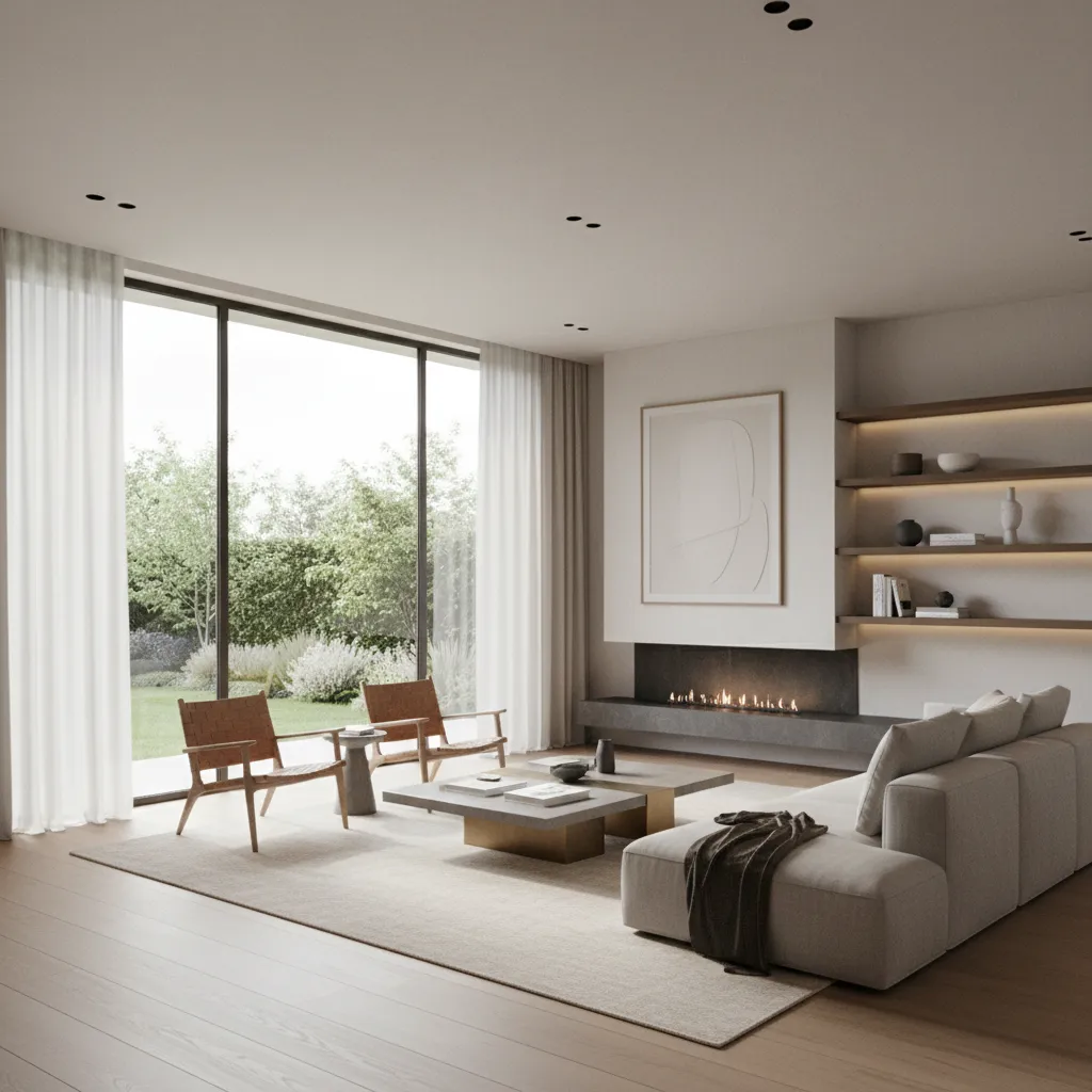 Render realista de interior de casa moderna