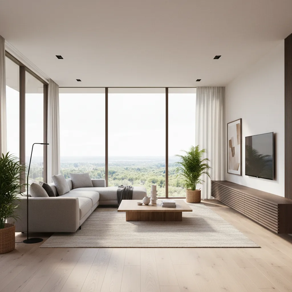 Render realista de diseño interior de una vivienda moderna