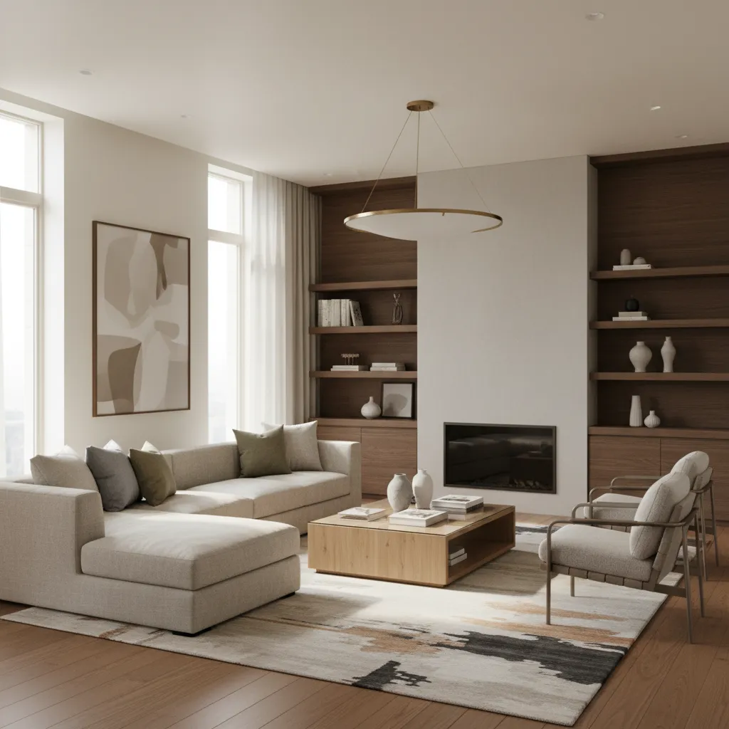 Render realista de diseño interior generado digitalmente