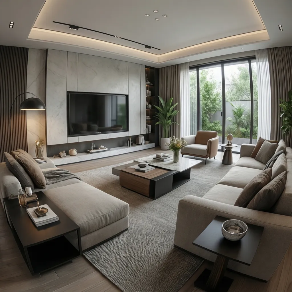 Render realista de un interior moderno antes de una reforma