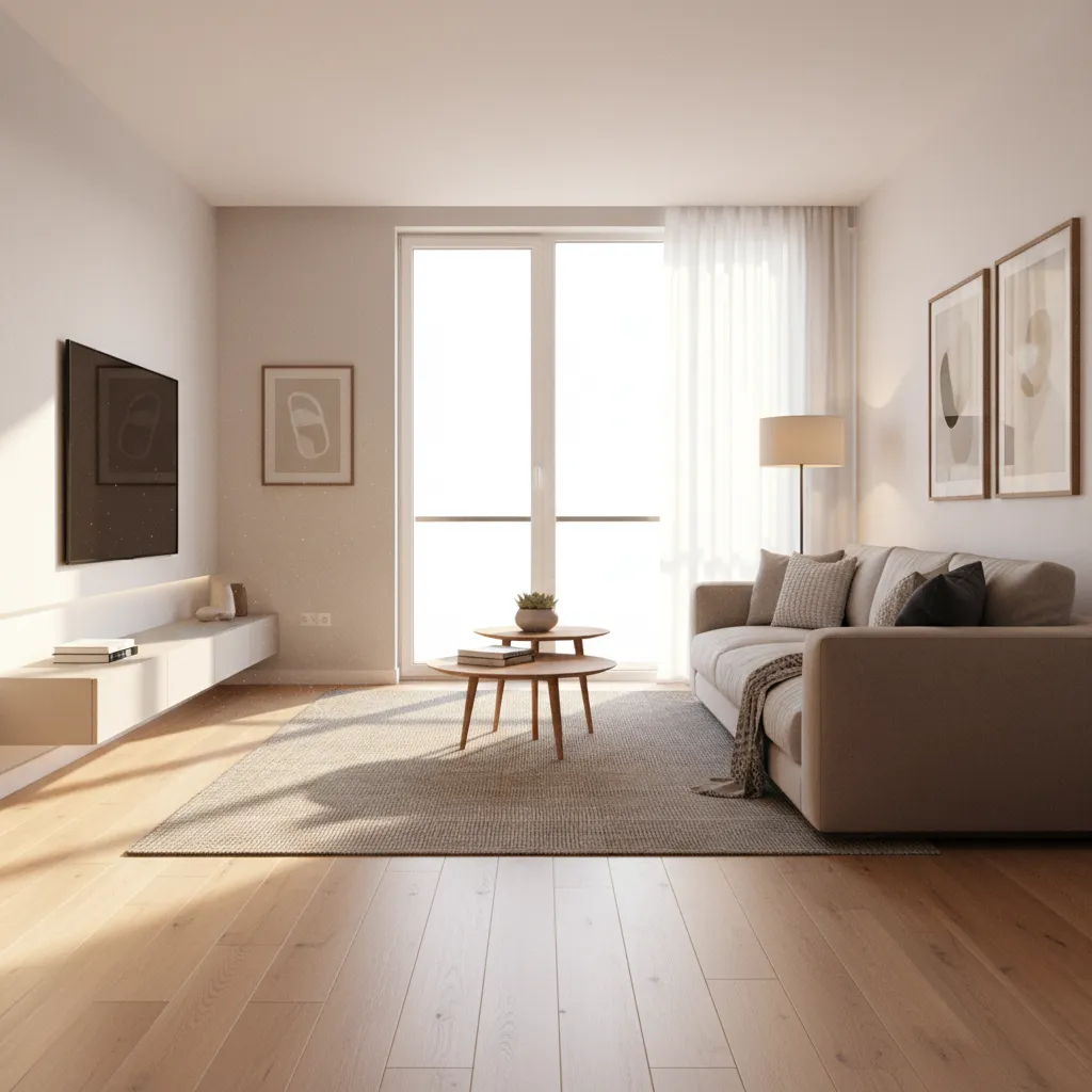 Render realista de interior moderno generado con software de diseño