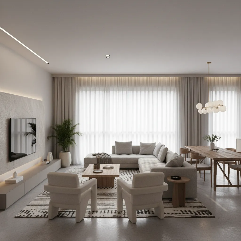 Render realista de diseño interior residencial