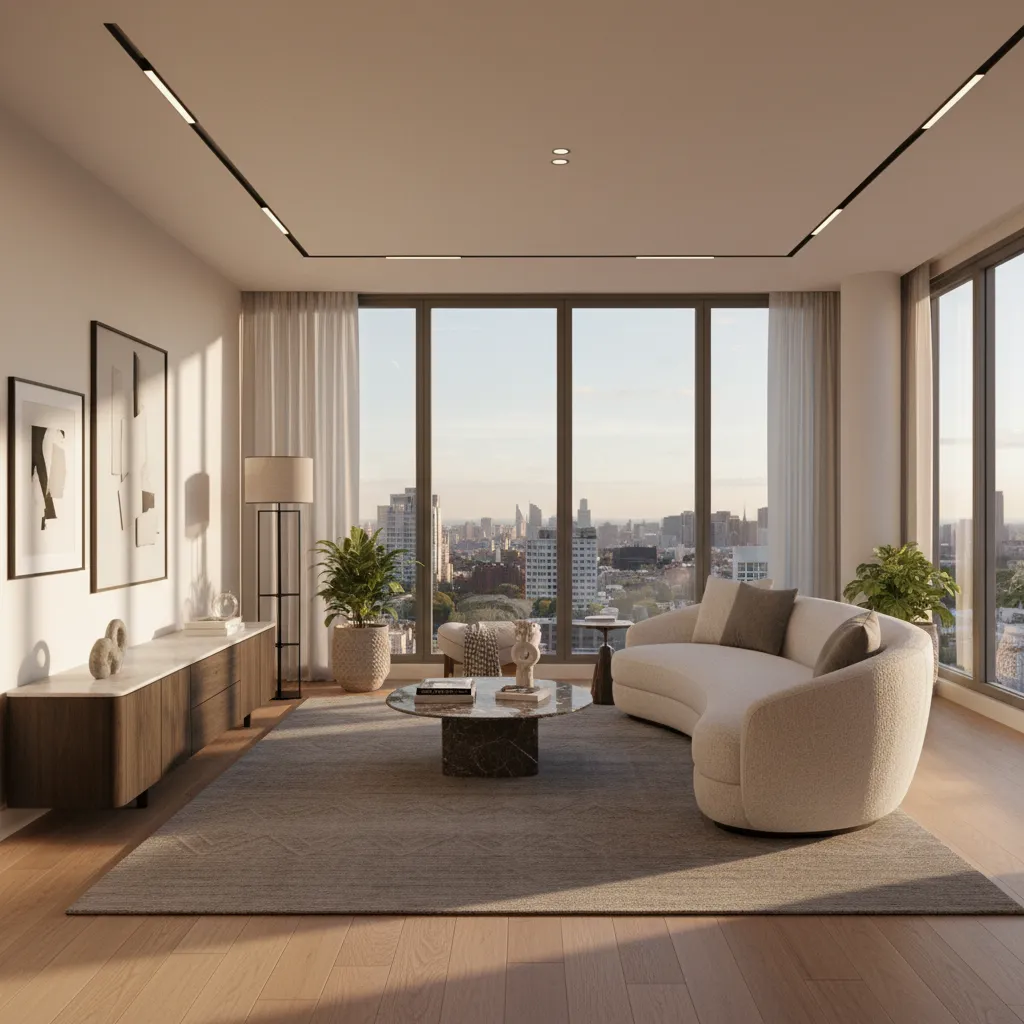 Render realista de interior de vivienda moderna diseñado digitalmente