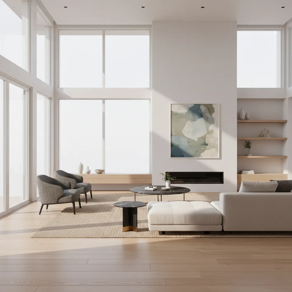 Render realista de un interior de vivienda moderno